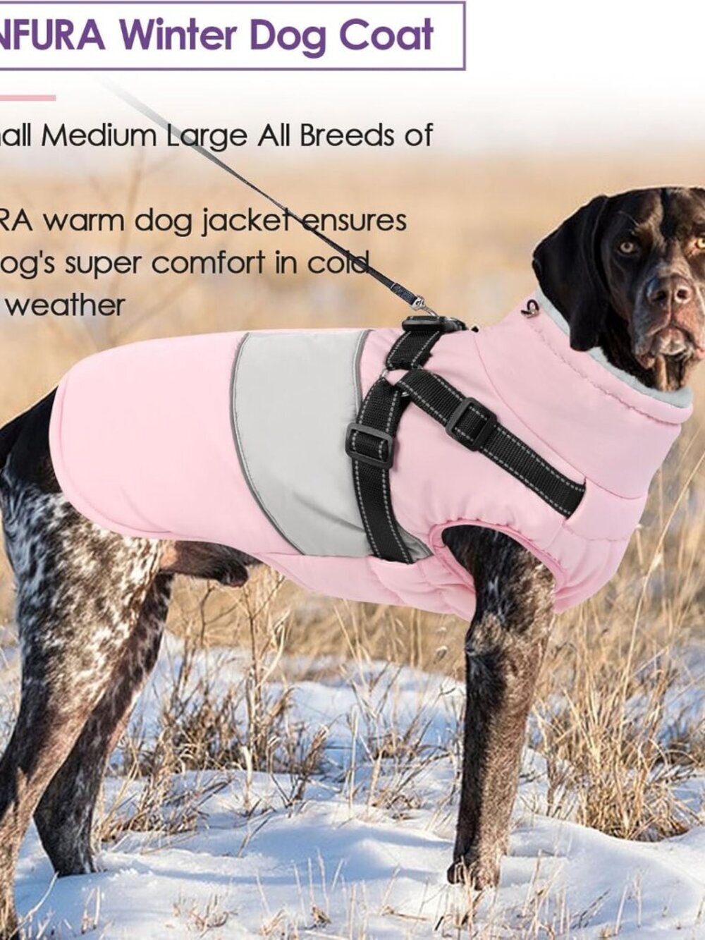 Dog Coat, XXXL Dog Jacket Winter with Harness Built in,